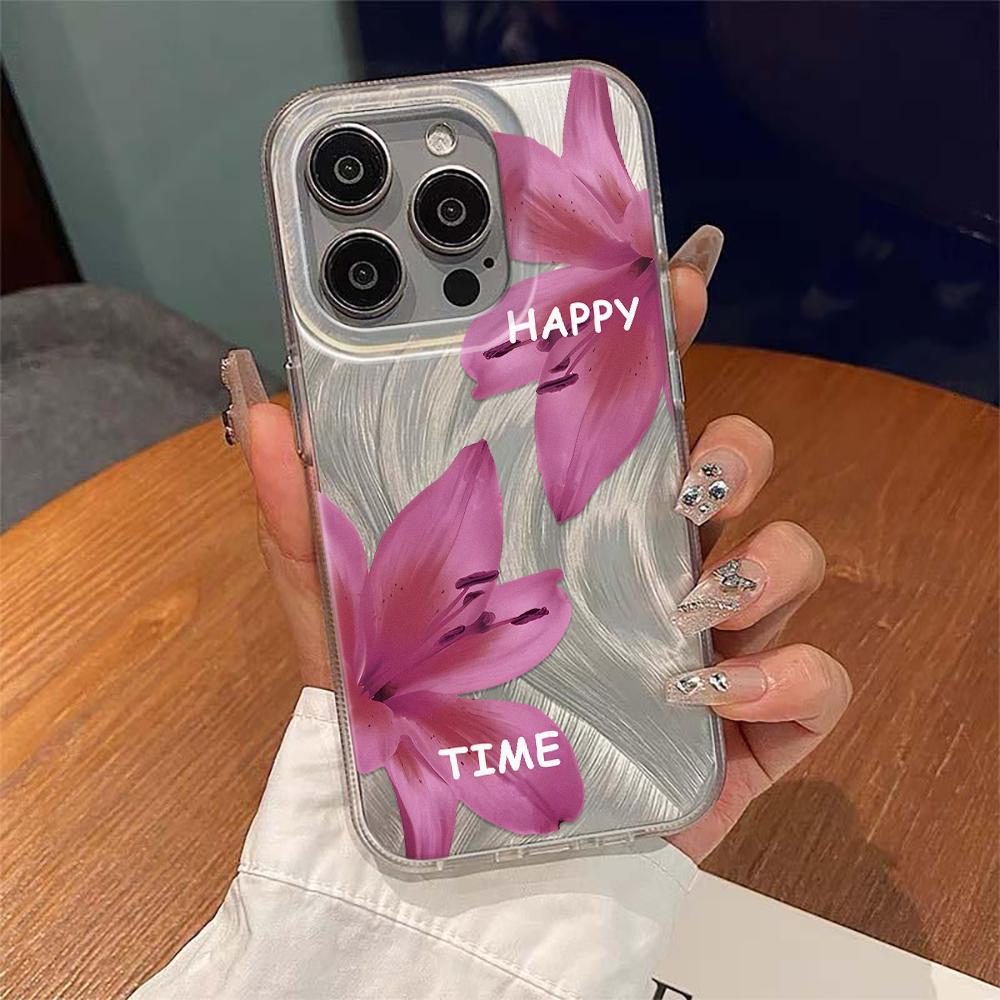 Pink Ocean Flowers Phone Case For IPhone 16 16E 15 14 13 12 11 Pro Max 7 8 Plus X XS XR Cover Case Funda Bumber 16 15 14 13 12