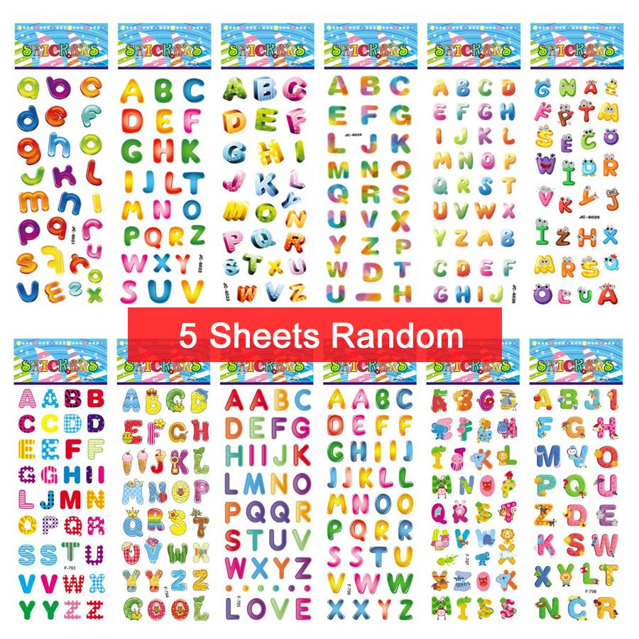 5 Sheets Kids Stickers Puffy Stickers for Children Birthday Christmas New Year Gift for Girl Boy Scrapbooking Cartoon Stickers