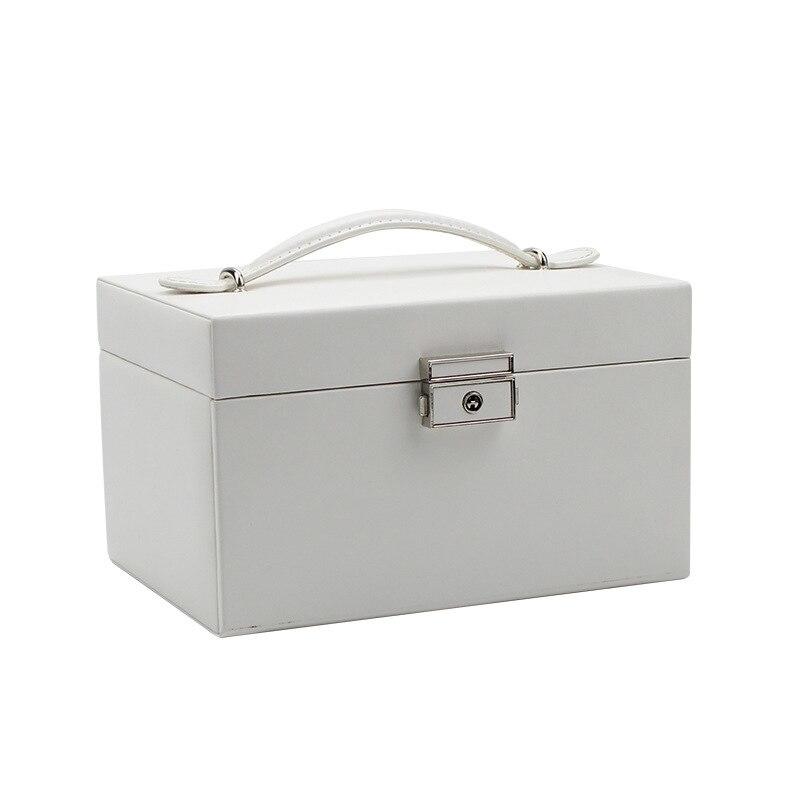 3 Layers PU Jewelry Box Organizer Large Ring Necklace Necklace Holder Cosmetic Leather Jewelry Case with Lock for Women | Storage Boxes and Containers
