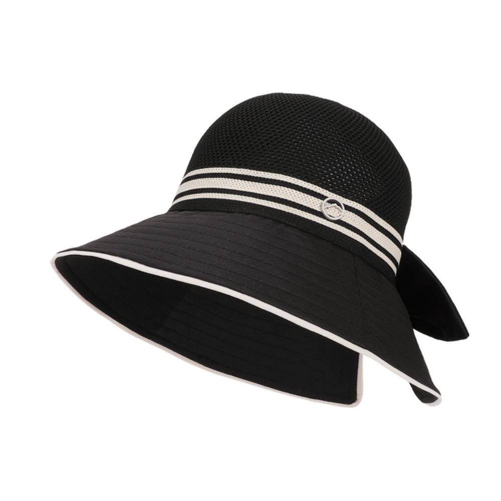 Weave Bow Fisherman Hat Large Bow Sunscreen Bucket Hat Elegant Women Sun Hat  Riding