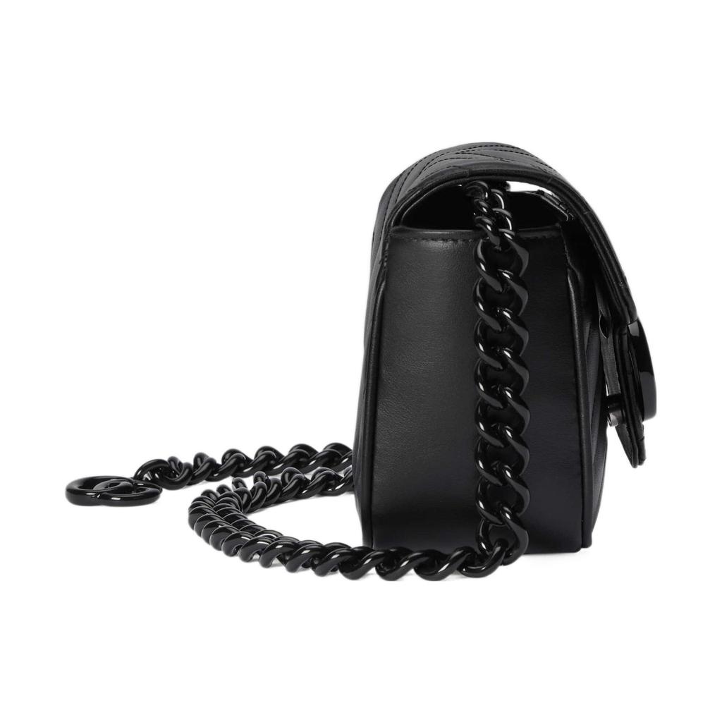 Gucci GG Marmont Series Double G Logo Quilted Leather Waist Bag Women waist bag Black 739599-UM8KV-1000