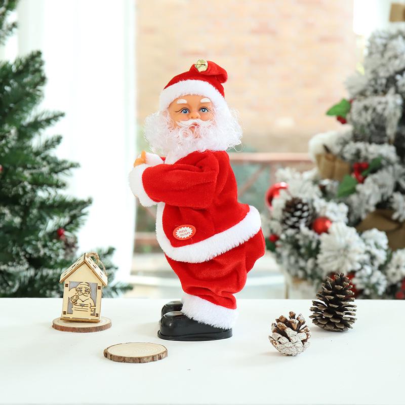 Santa Claus Climbing Chimney Electric Toy with Beads and Shaking Boot, Single/Double Ladder.