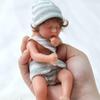Small Palm 6 Inch Mini Silicone Babe Doll Very Soft Solid Silicone Curly Hair Sleepping Girl Cute Wool Clothes Rebirth Doll