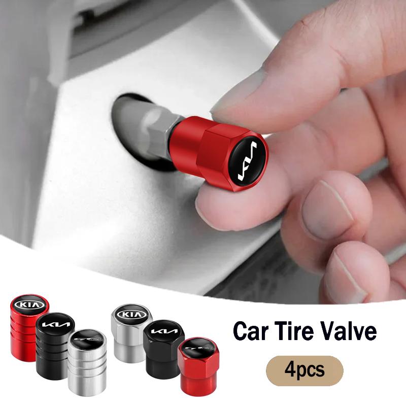 4Pcs Car Styling Metal Wheel Tire Valve Caps Dust Accessories For KIA Rio 4 Ev3 ev6 Niro Stonic Sportage GT-Line Ceed Picanto K9 UHNPV1