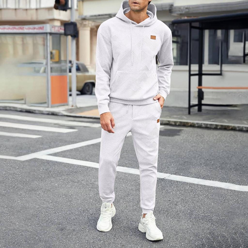 Мужская осенне-зимняя однотонная полосатая толстовка с длинным рукавом, толстовка, брюки, костюм