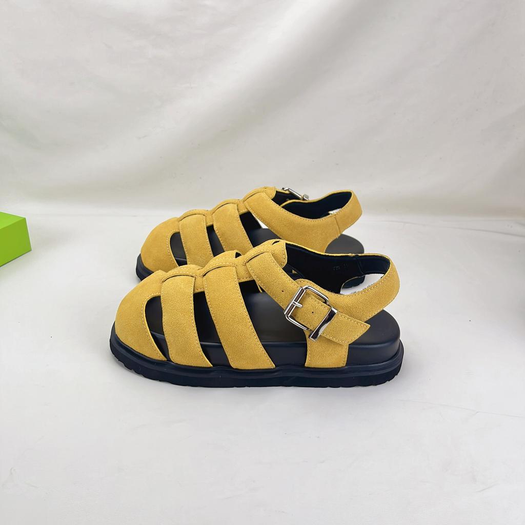 2025 Summer New Super Soft Leather Bag Head Women's Sandals Flat Casual Ugly Cute Pig Cage Shoes Roman Sandals Women