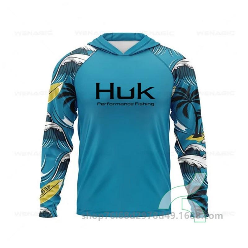 Mens UPF 50 Quick-Dry Fishing Hoodie Long Sleeve Sun Protection Shirt Sea Outdoor Activities