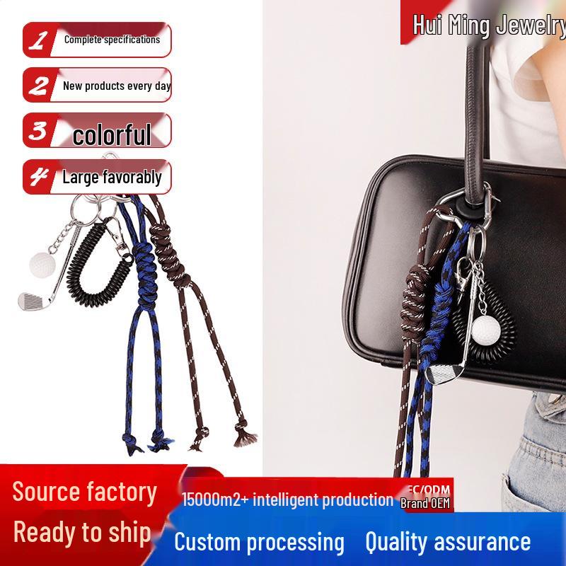 Miu-Style Woven Rope Camera Golf Bag Keychain Pendant - Trendy and Versatile Gift