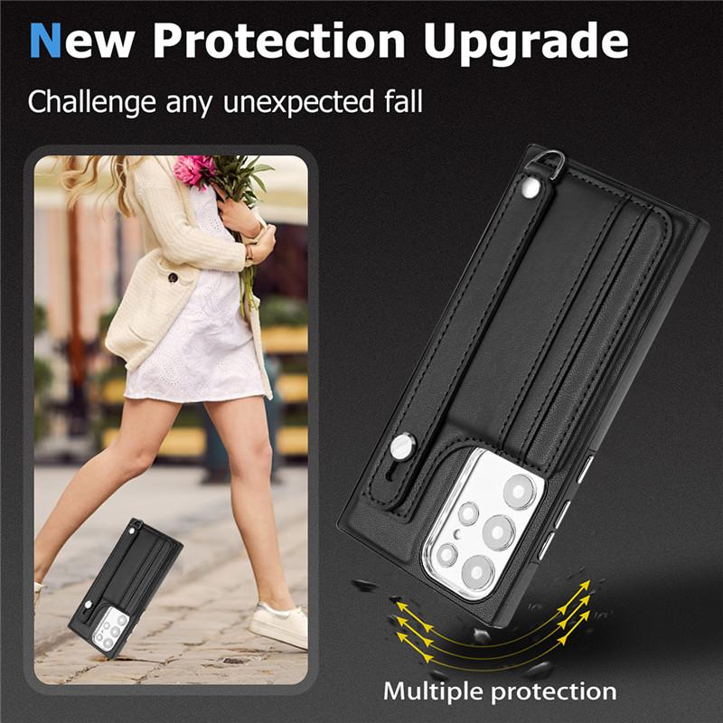 Кожаный чехол-бумажник для телефона с картой для iPhone 15 Pro Max 14 13 Plus 12 11 для Samsung Galaxy A54 A34 A14 A73 A53 A13 S23 Ultra S22 Plus с откидной крышкой-подставкой