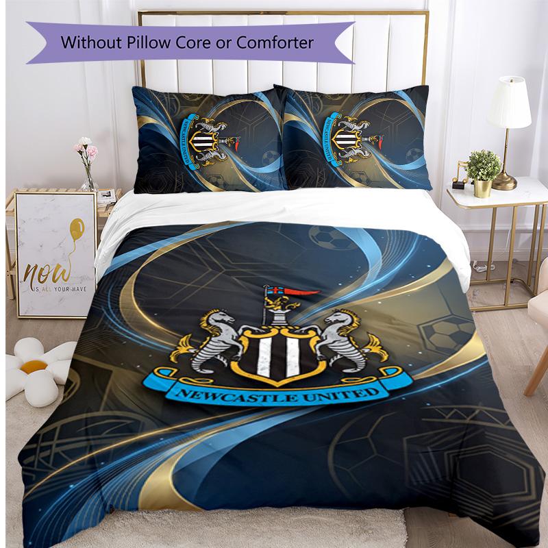 Newcastle United Football Printed 3 Pieces Bedding Set, Comfortable Skin Friendly Bedroom Duvet Cover Set
