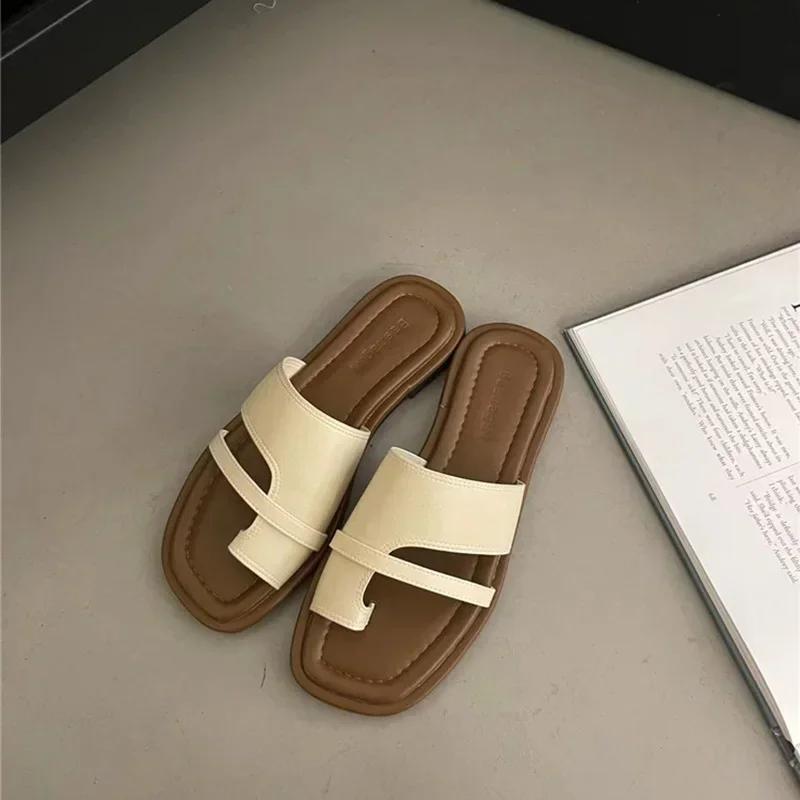 2024 Летние женские тапочки-гладиаторы, модные элегантные туфли на плоской подошве с застежкой-молнией, женские повседневные пляжные шлепанцы, сандалии
