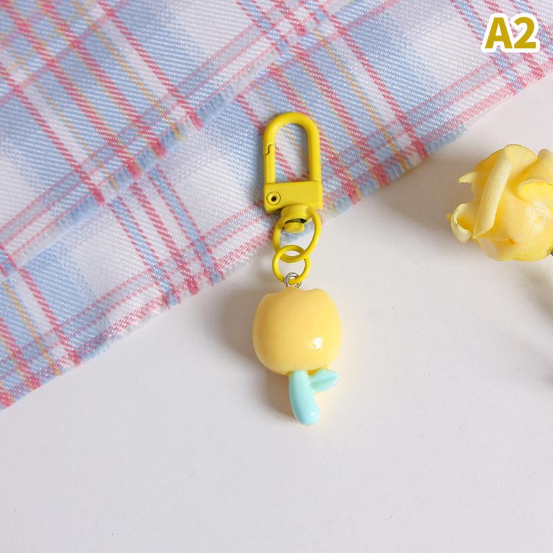 Корейский стиль конфетный цвет тюльпан цветок кулон брелок сумка украшения наушники чехол украшения автомобиль ключи аксессуары