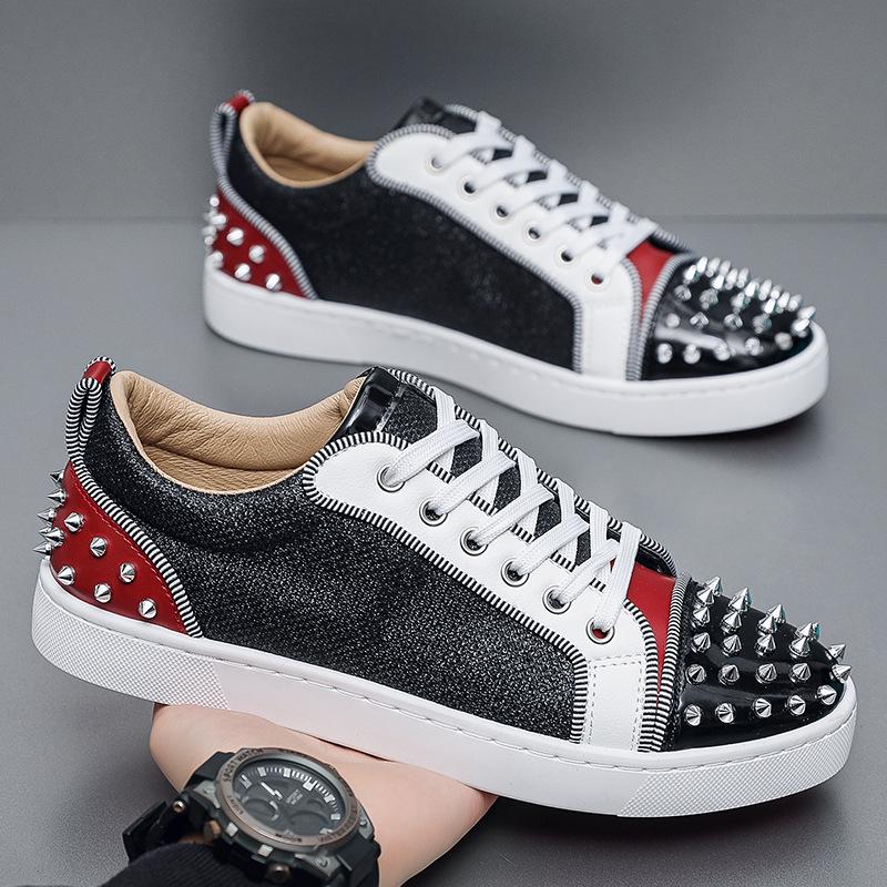 2025 Autumn New Men's Shoes Fashion Casual Shoes Personalized Rivets Trendy Shoes Spirit Guy Men's Board Shoes Youth Single Shoes