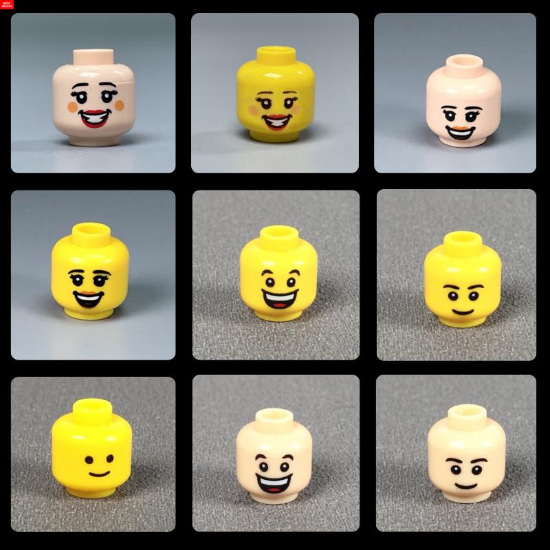 9 шт. Кубики MOC 8034 8046 Традиционное выражение лица: улыбка, смех 4 см Фигурка Лицо Печатная Голова Собранные Строительные Кирпичики Игрушки для Детей