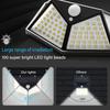 100 LED Солнечный Настенный Светильник с Датчиком Движения PIR, Уличный Солнечный Светильник, Водонепроницаемый, Питание от Солнца, Уличный Фонарь, Декор для Сада