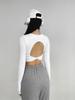 Быстросохнущий топ для йоги с длинными рукавами и закрученной спинкой, с накладкой на грудь