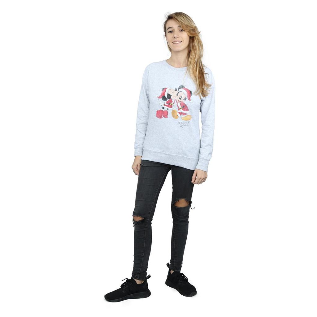 Disney Womens/Ladies Mickey And Minnie Christmas Kiss Sweatshirt