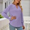 New Ladies Solid Color V-neck Casual Temperament Ladies Top Fashion Ladies Long Sleeves