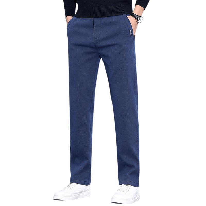 Мужские повседневные прямые брюки из высококачественного лиоцелла класса люкс из толстого эластичного бархата