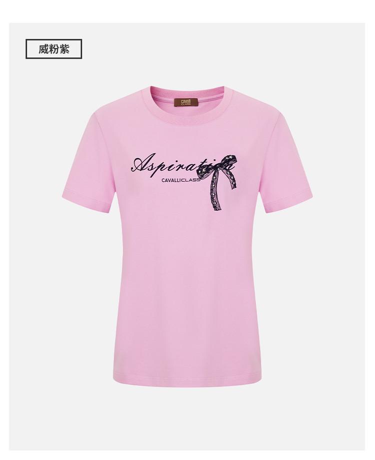 100% Cotton Letter Logo: Clean, Comfortable, Breathable Women's Short sleeved T-shirt for Spring and Summer