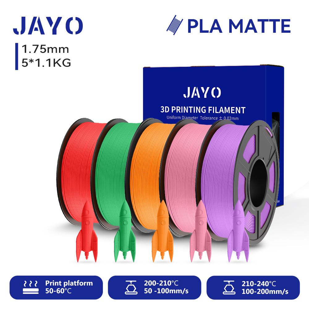 JAYO 5 катушек 3D PLA Матовый Филамент для 3D-принтера 1,75 мм+/-0,02 мм 100% Без пузырьков Нетоксичный Материалы для 3D-печати для 3D-принтера и ручки