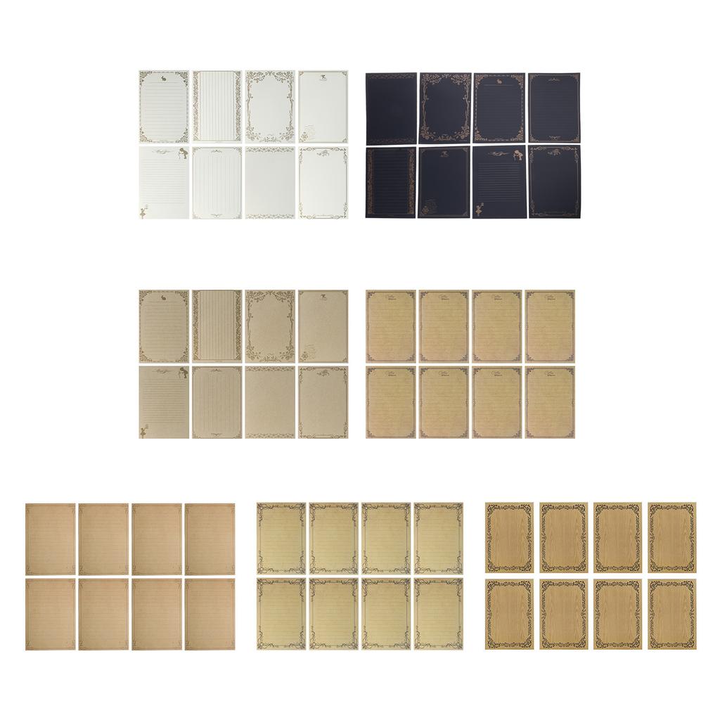8 Sheets A5 Vintage Blank Kraft Letter Paper Retro Writing Paper A5 Lined Stationery Paper Letter Stationery Paper Set