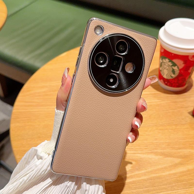 Чехол для телефона OPPO Find X8 Ultra X7 X8S Plus Электроокрашенный Чехол-Ракушка из Кожи с Узором Личи для OPPO Find X8 Pro X6 X8s+ Жесткий Чехол