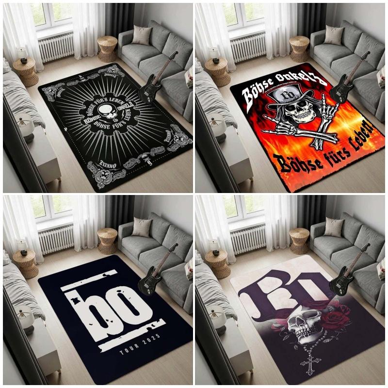 Böhse Onkelz Band Area Rug, Skull Vintage Pattern Floor Rug, Non Slip Carpet for Living Room Bedroom Fan Decor