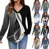 Women Long Sleeve Tops Dressy Casual V Neck Tshirts Basics Tee Vacation Fall Fashion Clothes