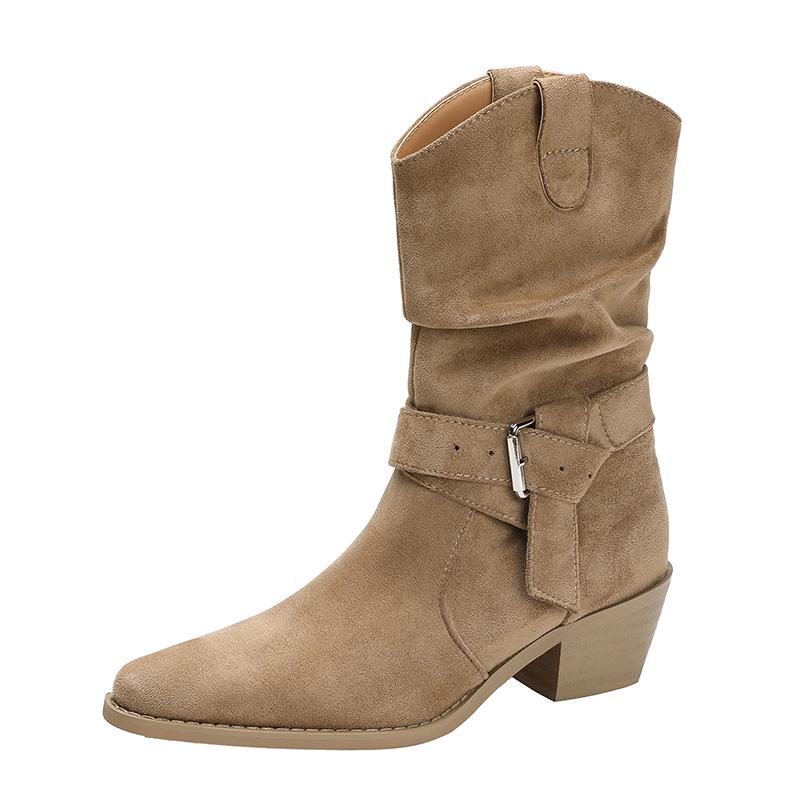 Women's Hidden Heel Western Chunky Ankle Boots - Autumn/Winter 2025 British Style Slimming Martin Boots