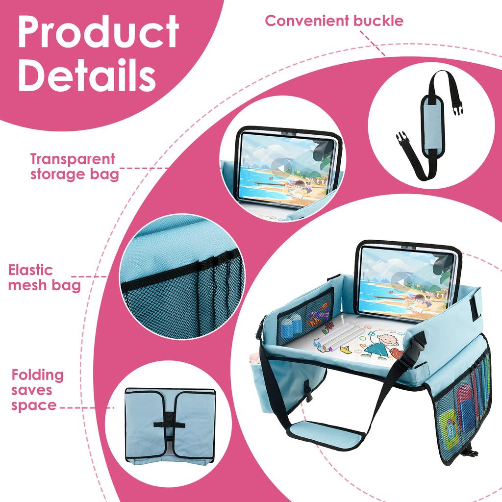Kids Travel Seat Tray for Car Portable Toddler Seat Tray Foldable Car Seat Table for Children Boy Girl Safety Tray