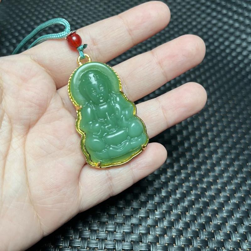 Зеленый Белый Будда Ожерелье Для Женщин Изысканный Китайский Стиль Майтрейя Будда Ожерелье Подвеска Женский Амулет Индуизм Подарки
