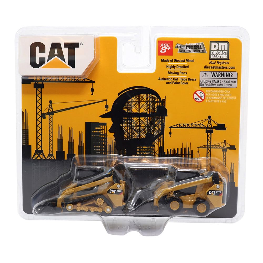 Diecast Master Caterpillar CAT 272D2 Мини-погрузчик CAT 297D2 Компактный гусеничный погрузчик Набор из 2 1/64 и