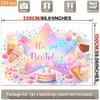 Pastel Rainbow Star Birthday Cake Ice Cream Lollipops Candy Confetti Polyester Backdrop, for Party Decor Home, Club, Garden, Farm, Room, No