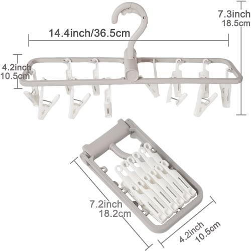 AMUU Folding Hanger, Square Clothes Dryer with 24 Clothespins, Multifunctional Travel Hanger, Rotating Clothes Dryer, Portable Laundry Hanger, Space-S