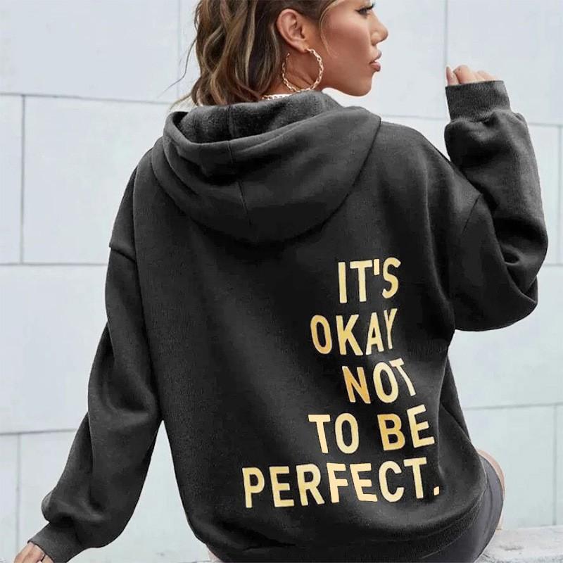 Womens Oversized Hooded Sweatshirt With Letter Print Loose Fit Long Sleeve Casual Streetwear Top