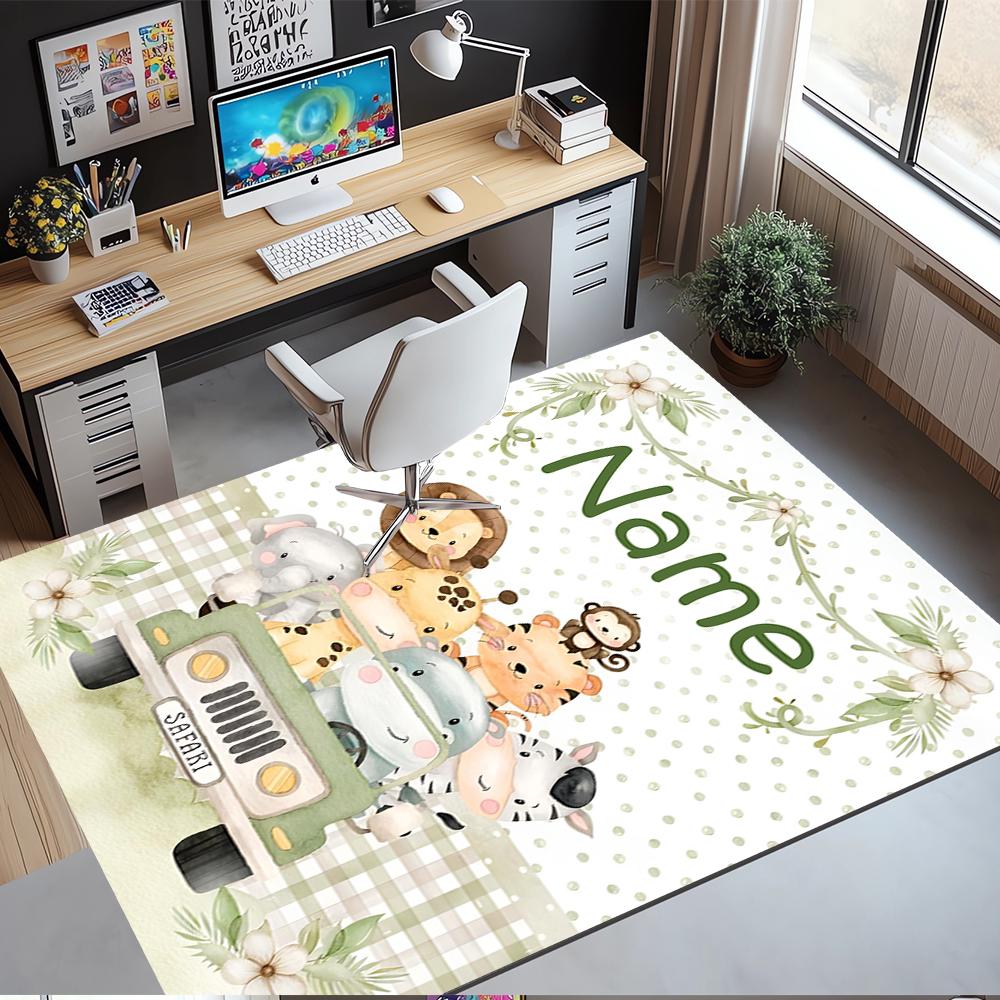 Custom Name Animals Printed Carpet,Rug for Office Chair Living Room Bedroom Kitchen Room Decor Gifts.