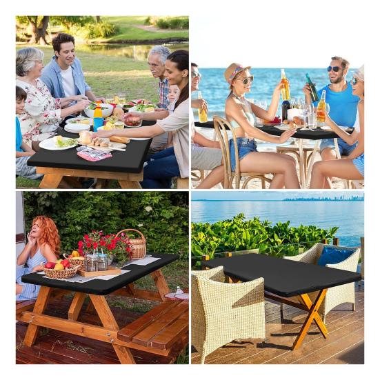 Outdoor Picnic Table Cloth with Elastic Edge Windproof Wear Resistant Waterproof Camping Washable Patio Table Cover Protector