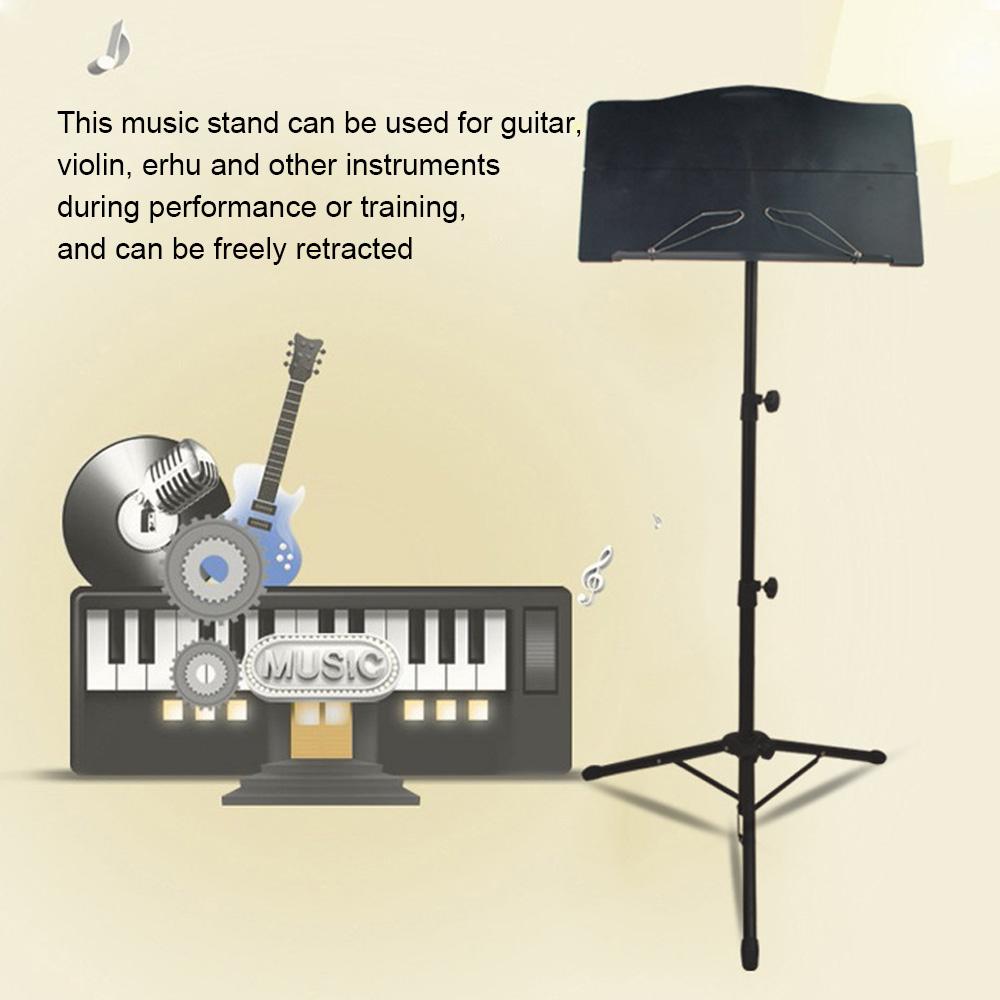 Portable Metal Music Stand Detachable Musical Instruments for Piano Violin Guitar Sheet Music Black