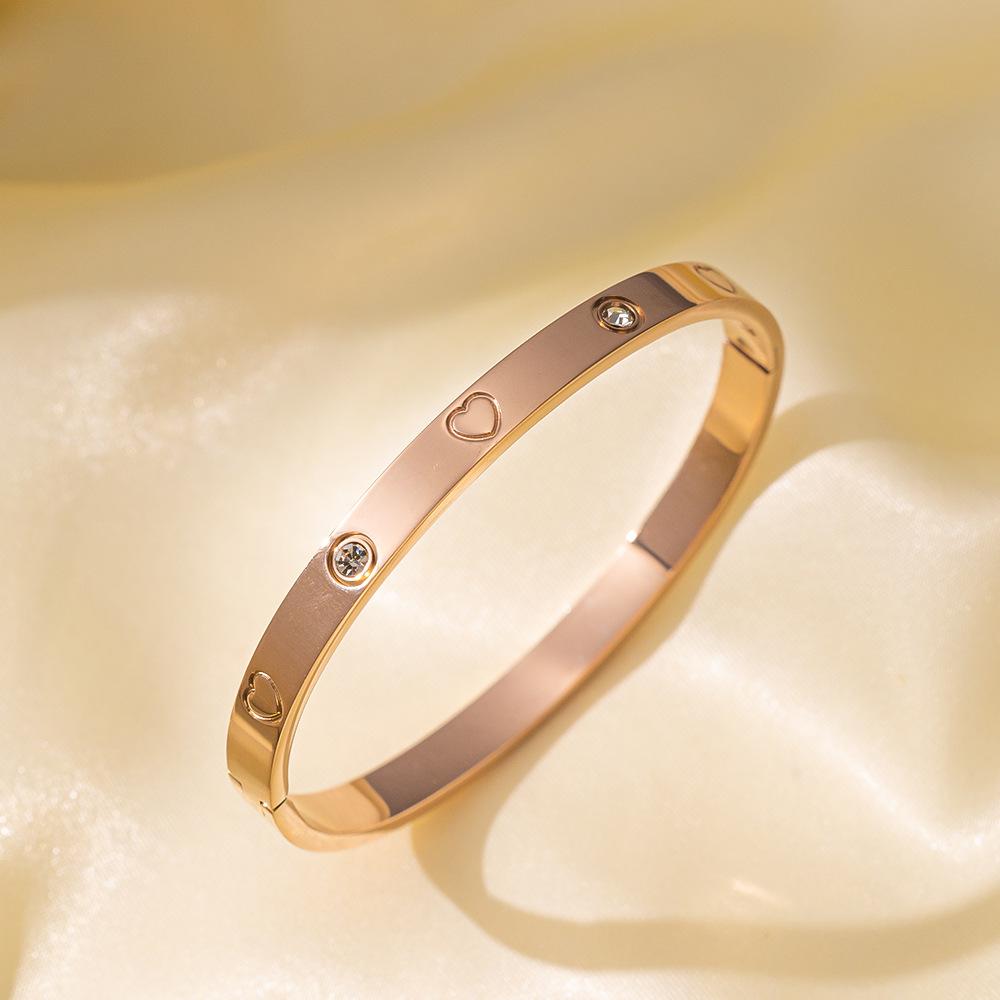Htpwe Браслет Любви из Нержавеющей Стали для Женщин с Позолотой 18 Карат, Парный Праздничный Подарочный Браслет для Вечеринки, на Каждый День, с Цирконием
