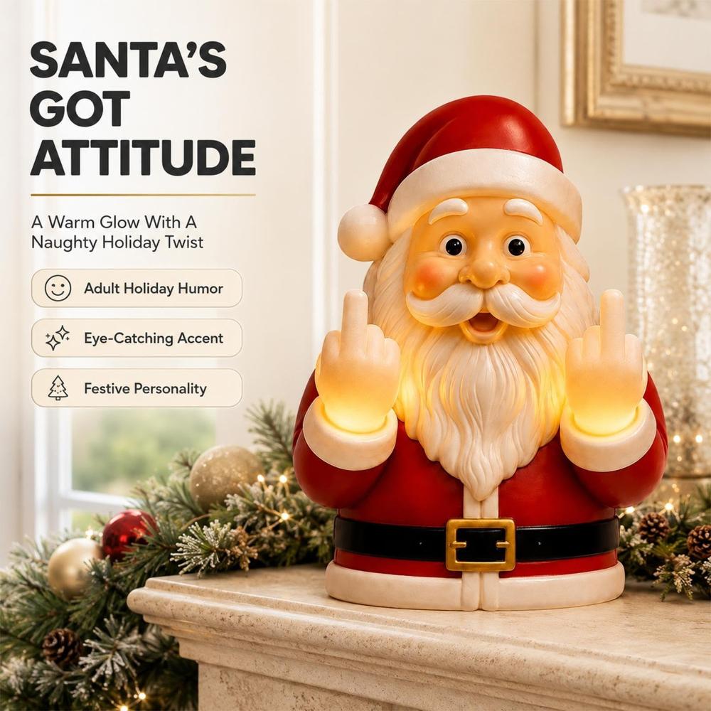 Christmas Middle Finger Glowing Night Light Santa Claus Ghost Night Light Resin Spooky for Porch Bedroom Holiday DIY Decoration