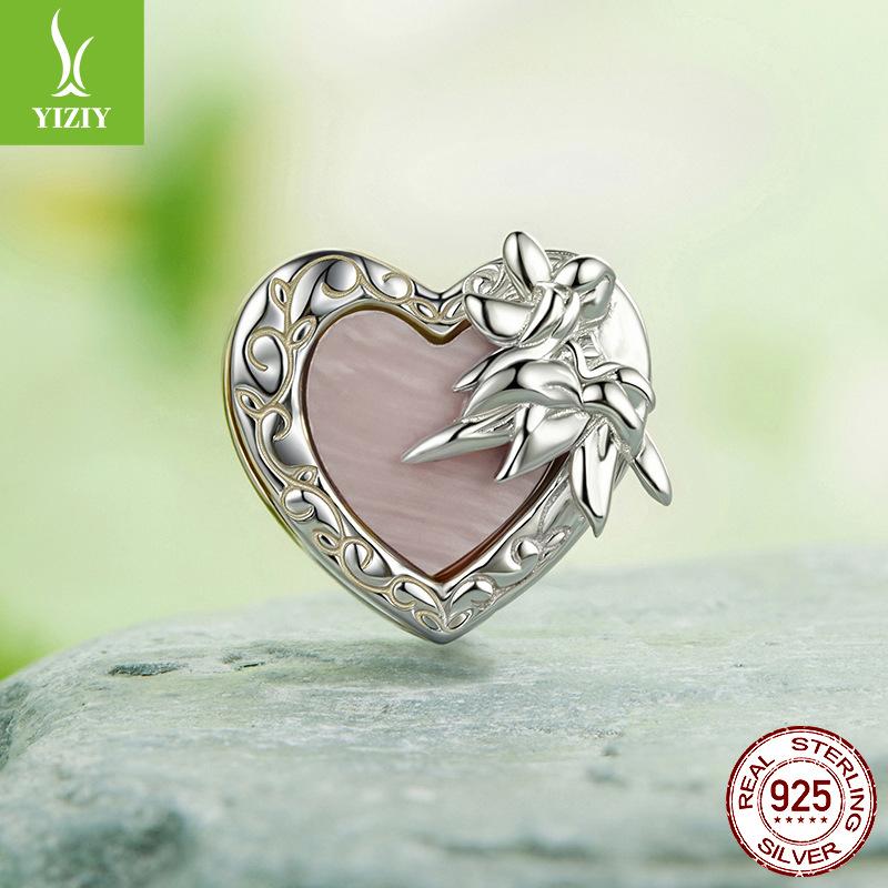 925 Silver Heart Flower Elf Beaded Cross-Border Diy Bracelet Accessories S925 Sterling Silver Jewelry Accessories