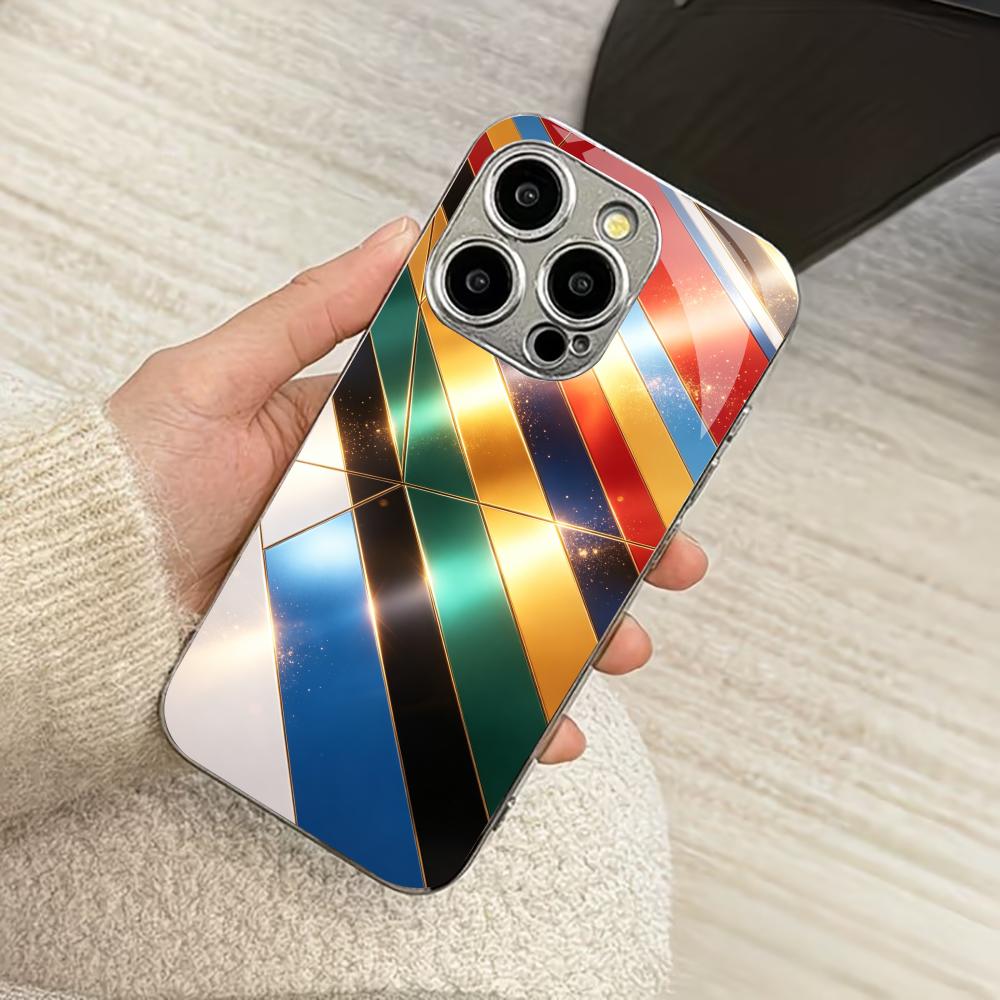 Красочный геометрический полосатый чехол для телефона funda iphone для iPhone 17 pro max чехол-стекло для iPhone 17 16 15 14 13 12pm Pro Plus