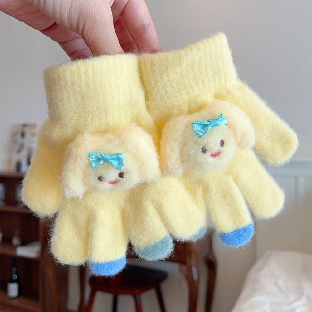 Full Finger Knitted Gloves Warm Lining Winter Gloves Stylish Thermal Gloves for Kids