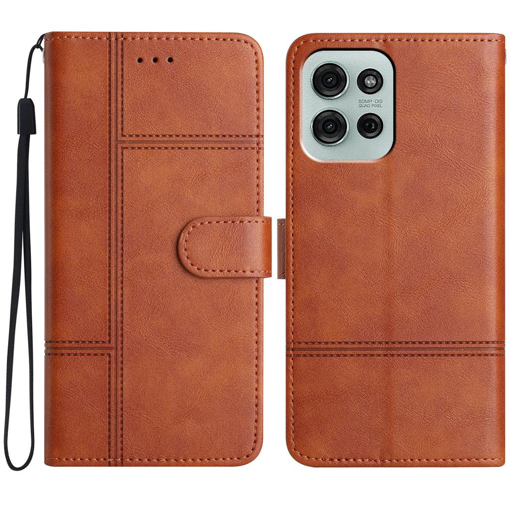 For Motorola Moto G75 5G Case Line Imprinted PU Leather Wallet Phone Cover