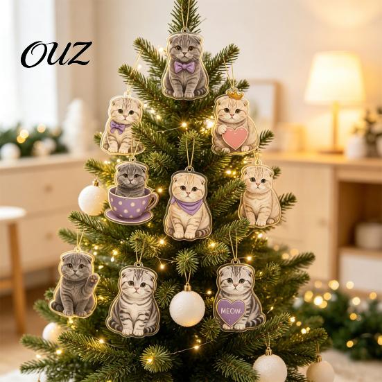 Advent Calendar for Kids Cat 2026, 24 Days 2D Acrylic Christmas Ornaments Countdown Calendar, Holiday Surprise Collectible Cute Pendants Tree