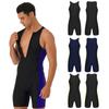 Men One-piece Swimwear Sleeveless Front Zipper Shorts Bodysuit Triathlon Wetsuit for Beach Pool Swimming Bathing