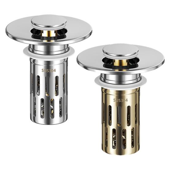 Латунный сердечник Заглушка для раковины Нержавеющая сталь Сливной фильтр для раковины в ванной комнате Легкая установка Защита от засоров Фильтр