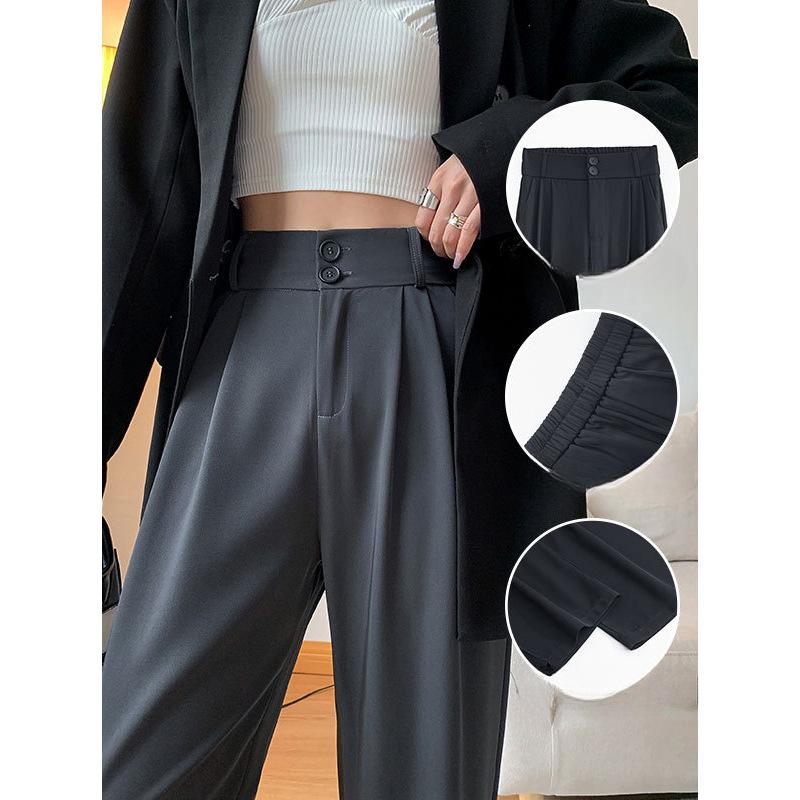 Свободные брюки-костюм женские жаркий сезон высокая талия и тонкая грушевидная фигура драпировка широкие брюки