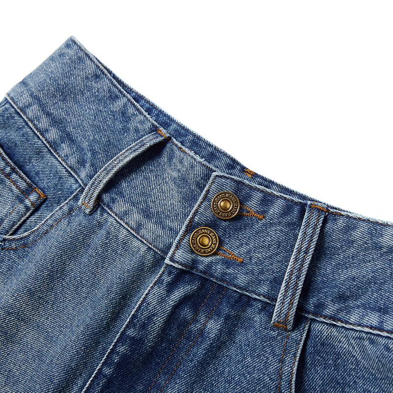 Retro contrasting straight leg jeans